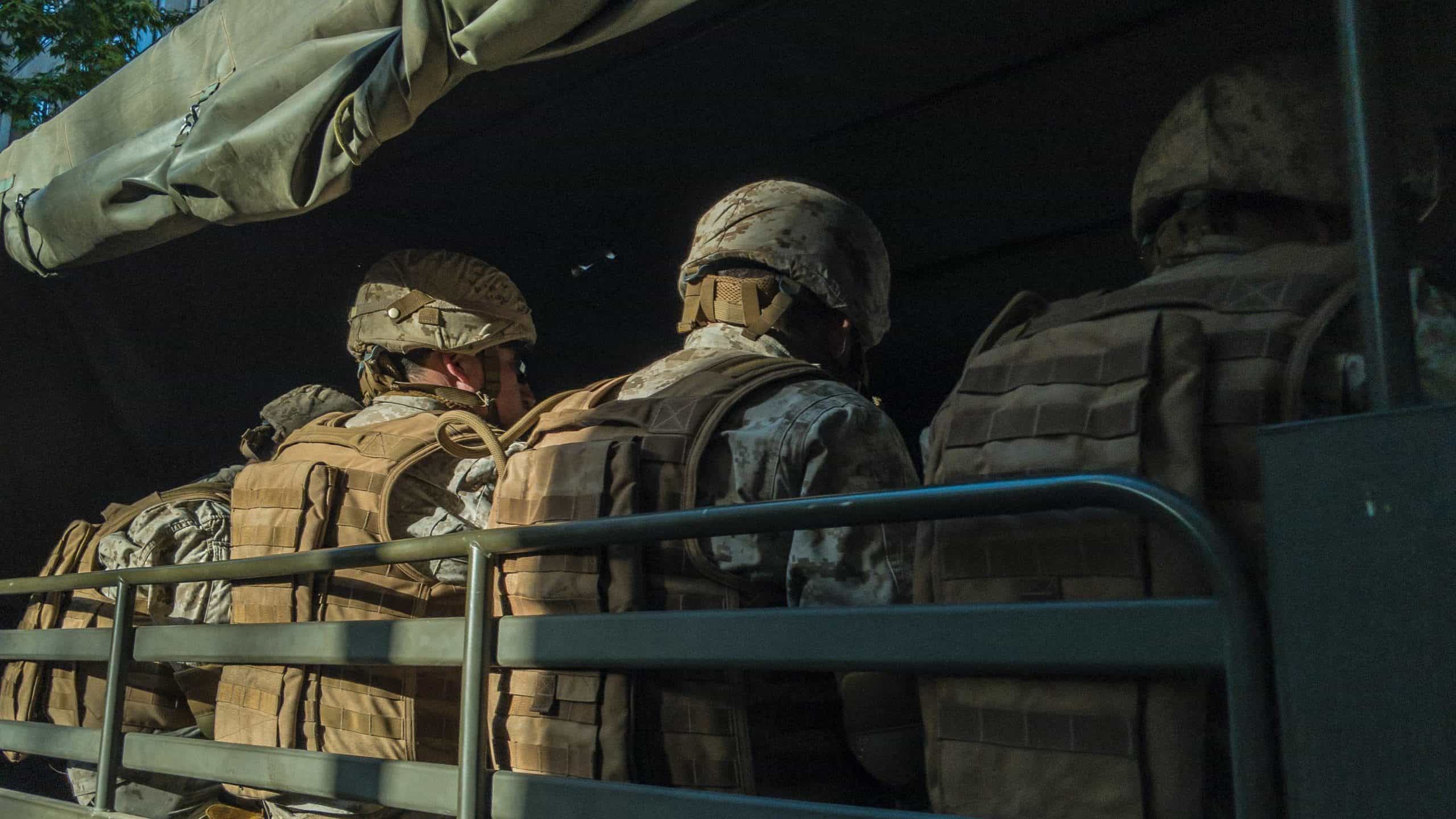 soldiers in truck